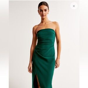 Abercrombie & Fitch Strapless Crepe Midi Dress